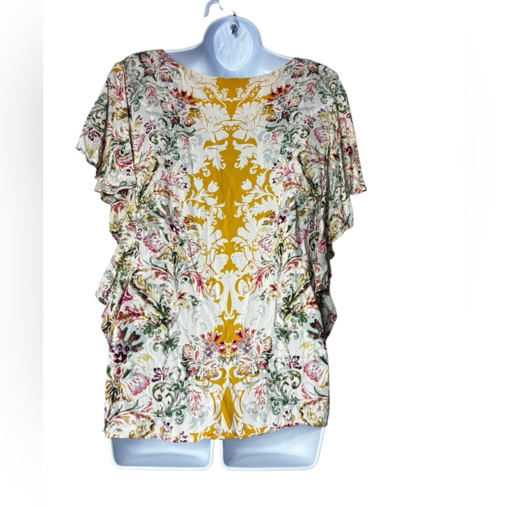 Sundance Arabella Ruffle Sleeve Blouse Womens Size Medium Floral Bohemian Top - Picture 2 of 8